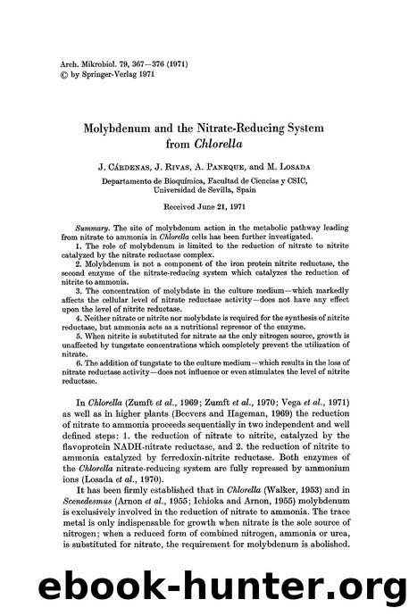 Molybdenum and the nitrate-reducing system from <Emphasis Type="Italic">Chlorella<Emphasis> by Unknown