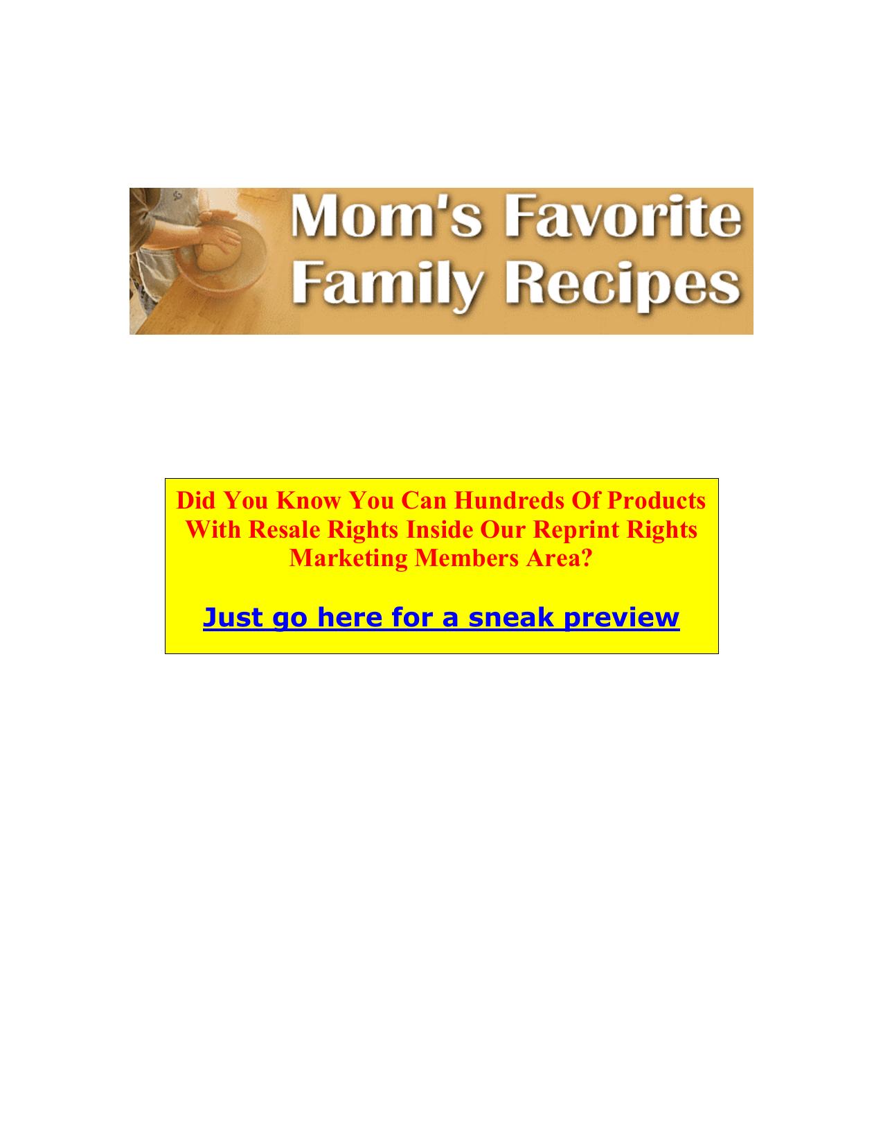 Mom's Favorite Family Recipes by Bradford Gearhart