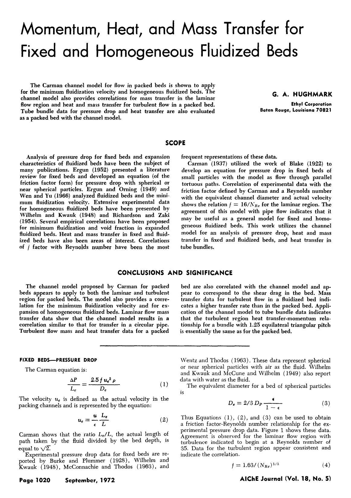 Momentum, heat, and mass transfer for fixed and homogeneous fluidized beds by Unknown