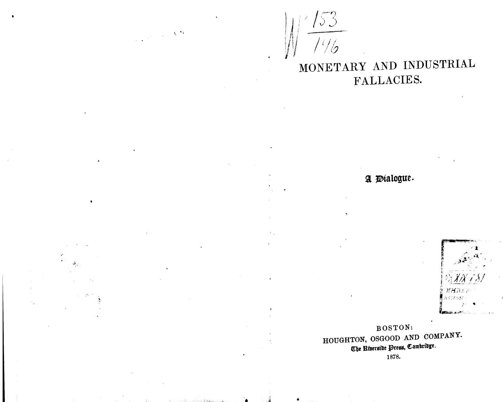 Monetary and industrial fallacies by 1878