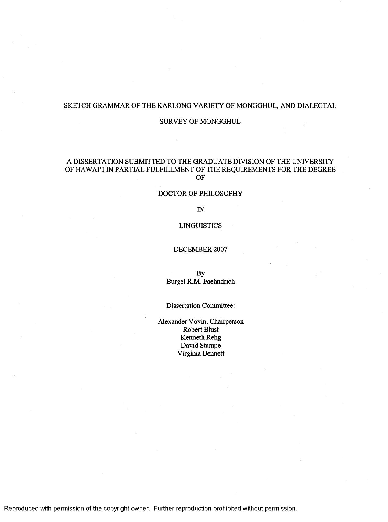 Monguor; Sketch Grammar of the Karlong Variety of Mongghul, and Dialectal Survey of Mongghul (Faehndrich) by Unknown