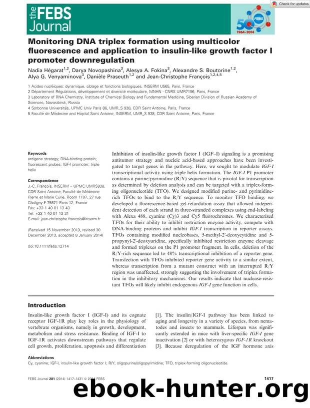Monitoring DNA triplex formation using multicolor fluorescence and application to insulinâlike growth factor I promoter downregulation by Unknown