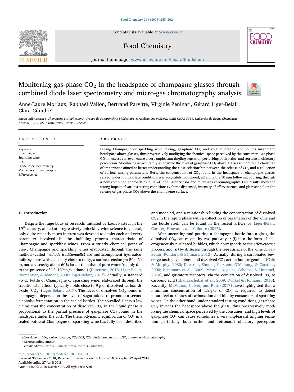 Monitoring gas-phase CO2 in the headspace of champagne glasses through combined diode laser spectrometry and micro-gas chromatography analysis by unknow