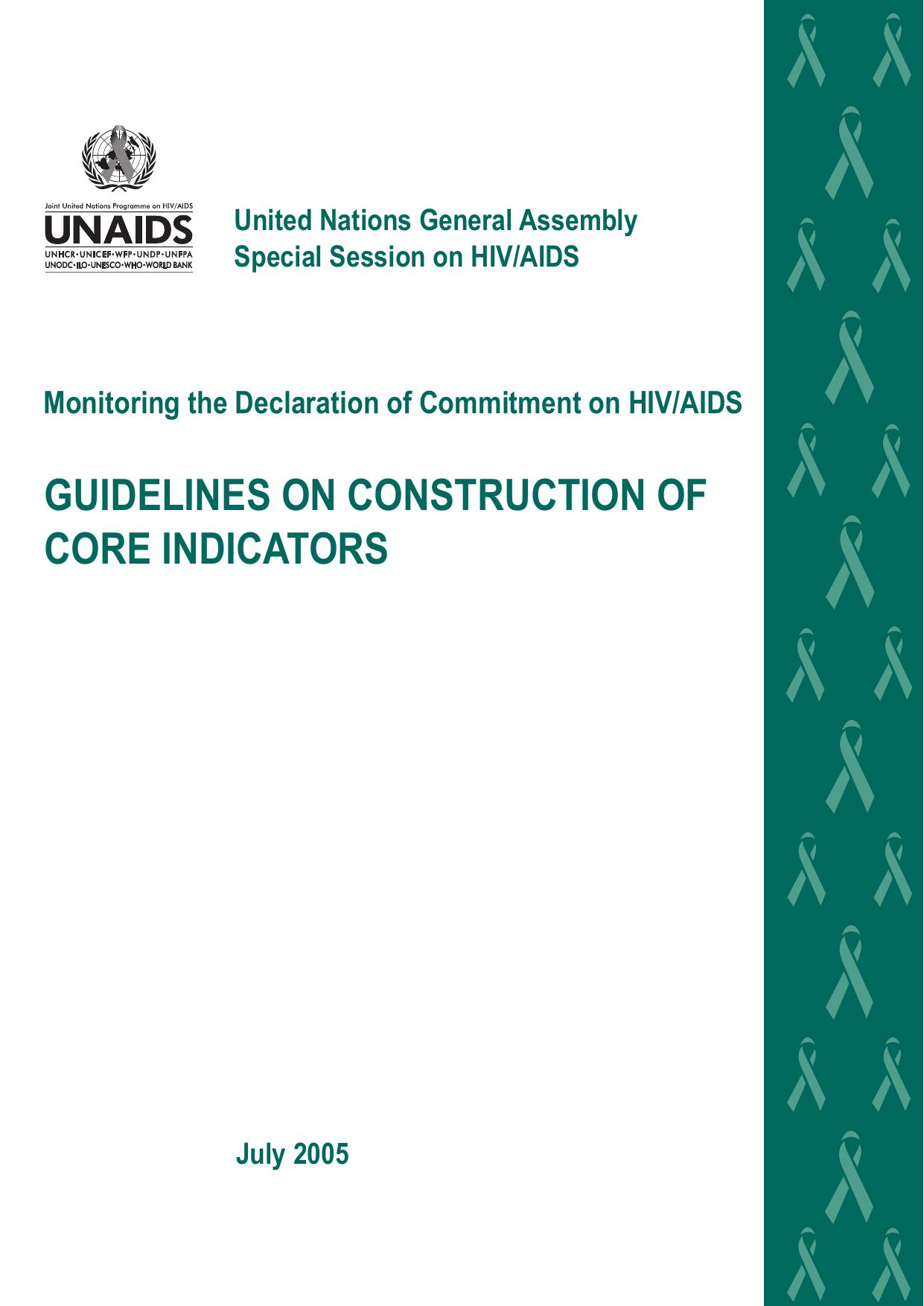 Monitoring the Declaration of Commitment on HIV Aids: Guidelines on Construction of Core Indicators (Unaids Publication) by Unaids