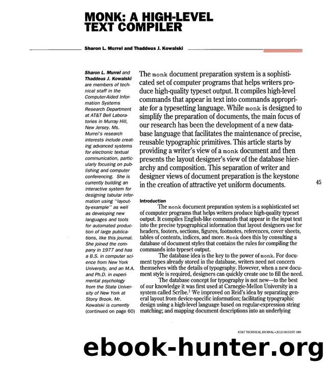 Monk: A HighLevel Text Compiler by Unknown