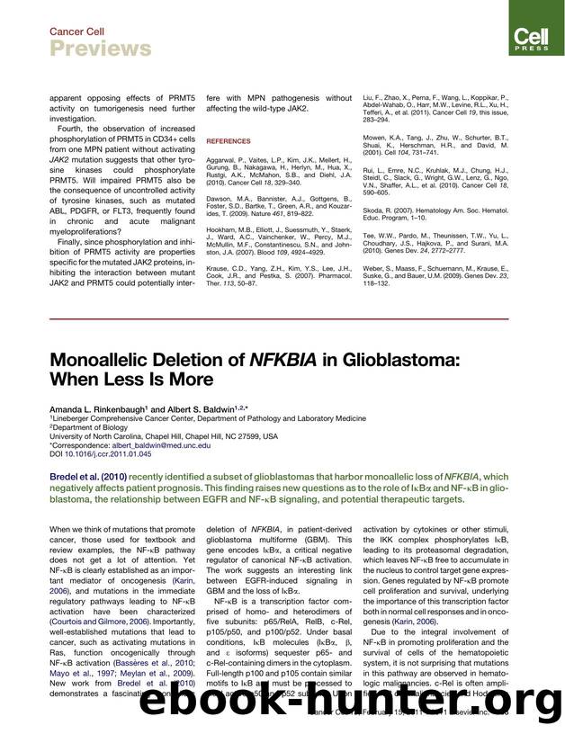 Monoallelic Deletion of NFKBIA in Glioblastoma: When Less Is More by Amanda L. Rinkenbaugh & Albert S. Baldwin