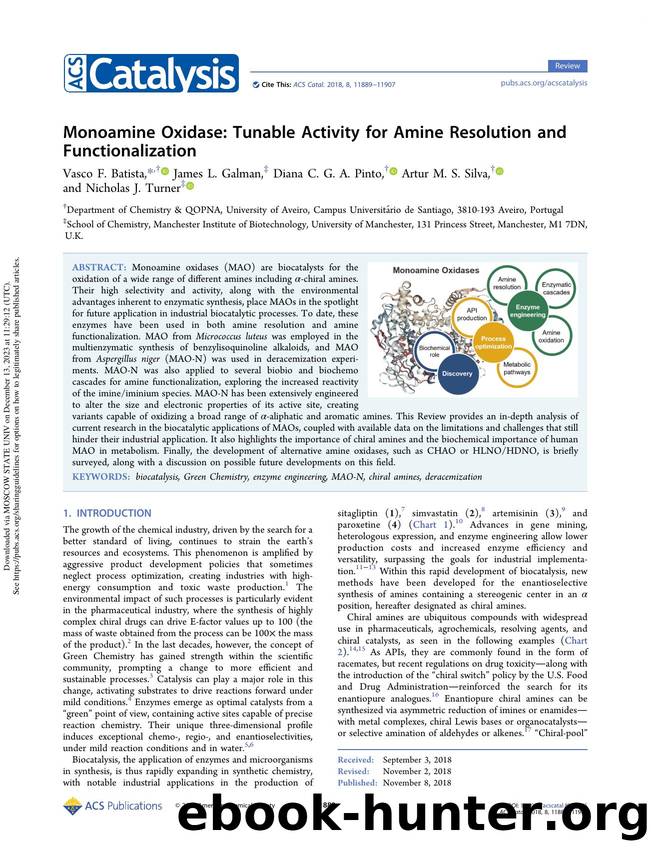 Monoamine Oxidase: Tunable Activity for Amine Resolution and Functionalization by Vasco F. Batista James L. Galman Diana C. G. A. Pinto Artur M. S. Silva & Nicholas J. Turner