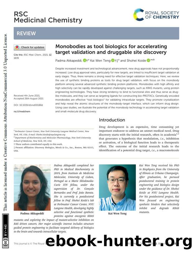 Monobodies as tool biologics for accelerating target validation and druggable site discovery by Padma Akkapeddi & Kai Wen Teng & Shohei Koide