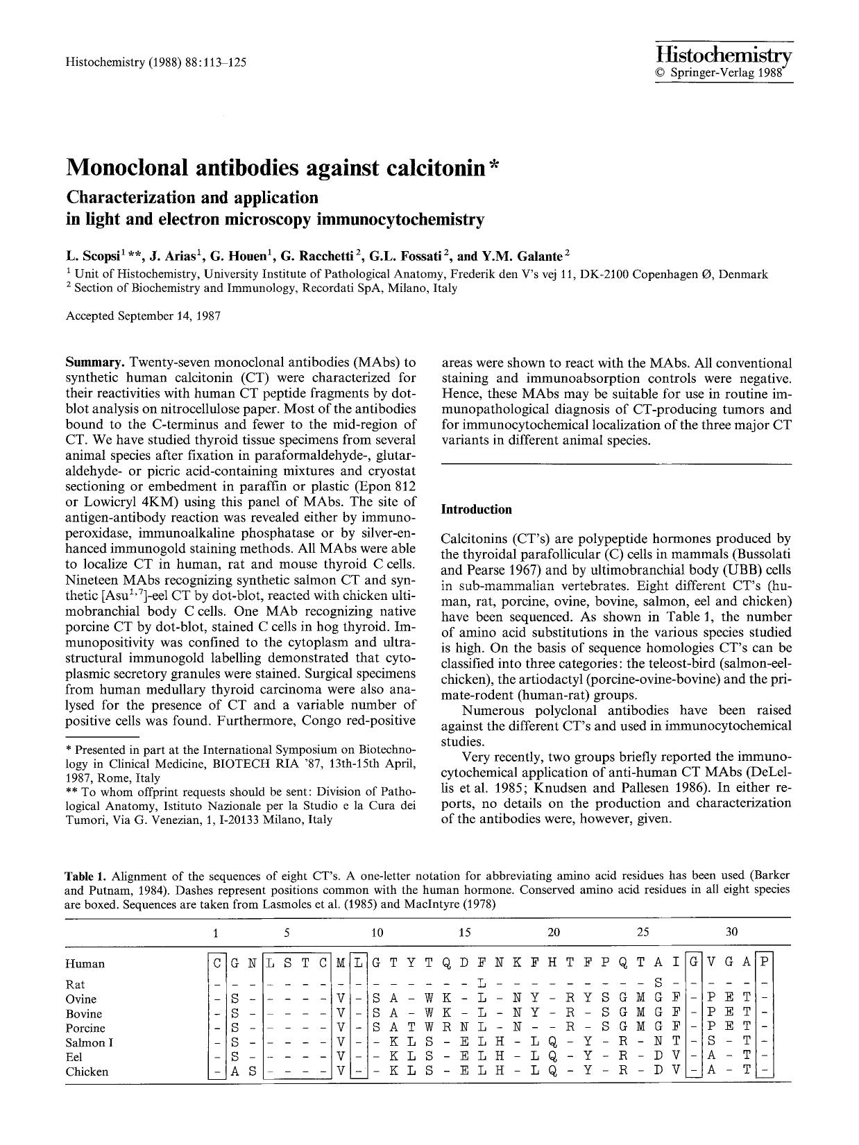 Monoclonal antibodies against calcitonin by Unknown