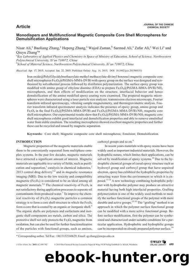 Monodispers and Multifunctional Magnetic Composite Core Shell Microspheres for Demulsification Applications by Amvo5