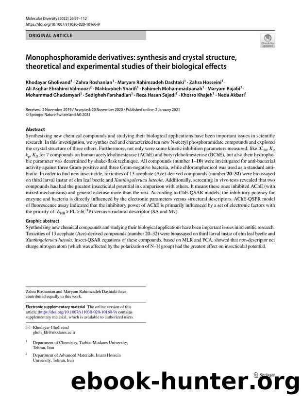 Monophosphoramide derivatives: synthesis and crystal structure, theoretical and experimental studies of their biological effects by unknow