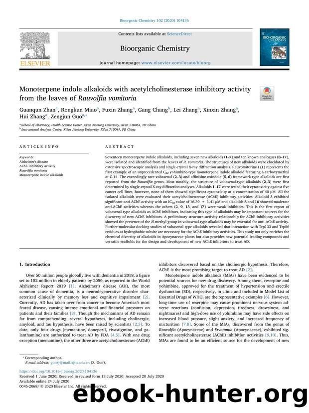 Monoterpene indole alkaloids with acetylcholinesterase inhibitory activity from the leaves of Rauvolfia vomitoria by unknow