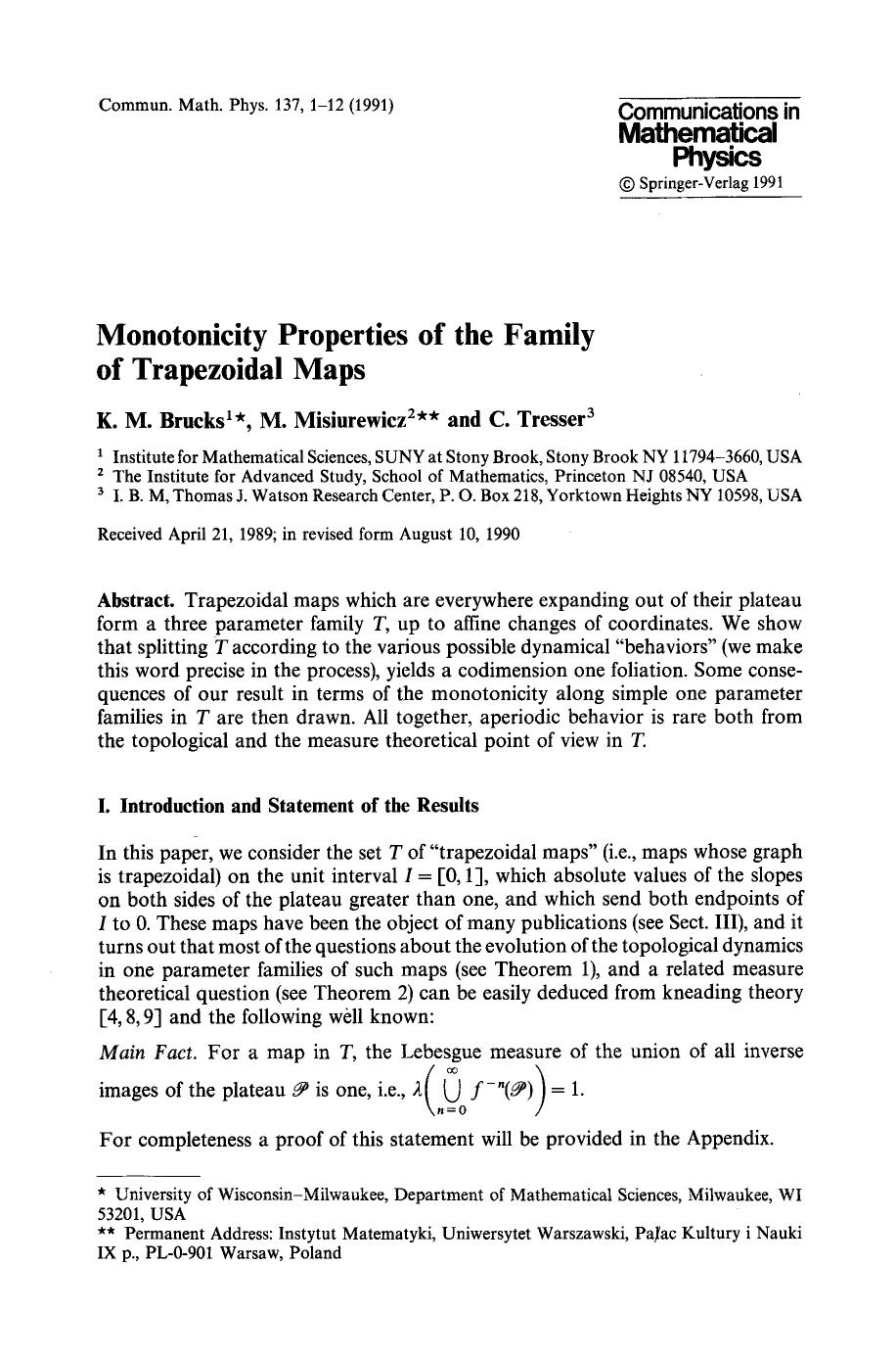 Monotonicity properties of the family of trapezoidal maps by Unknown