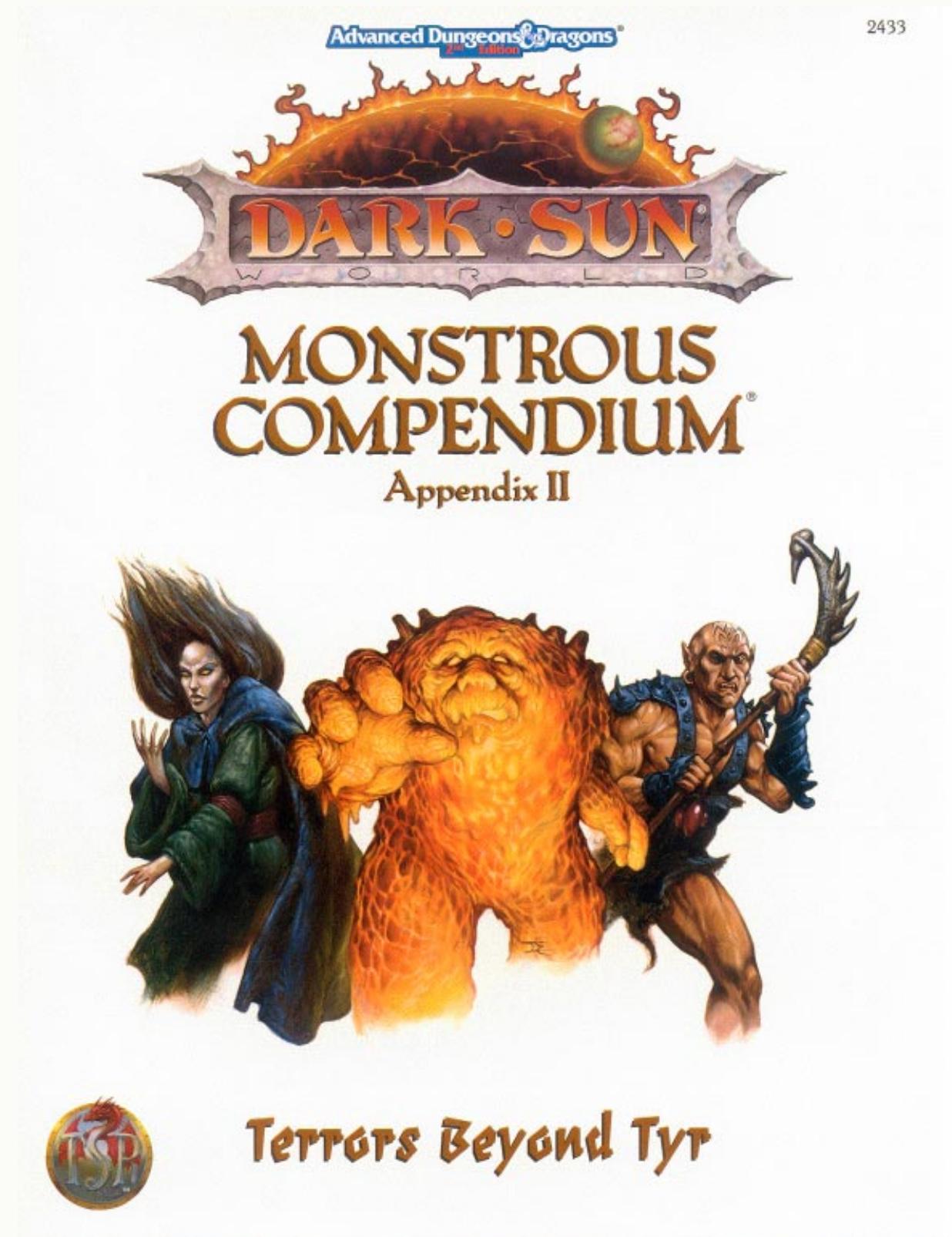Monstrous Compendium: Terrors Beyond Tyr by 2nd Edition