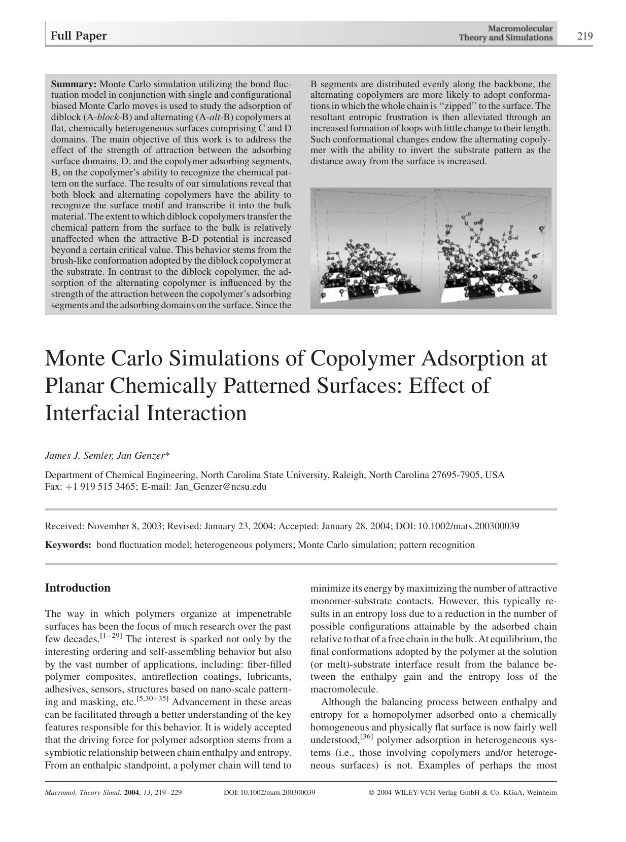 Monte Carlo Simulations of Copolymer Adsorption at Planar Chemically Patterned Surfaces: Effect of Interfacial Interaction by Unknown