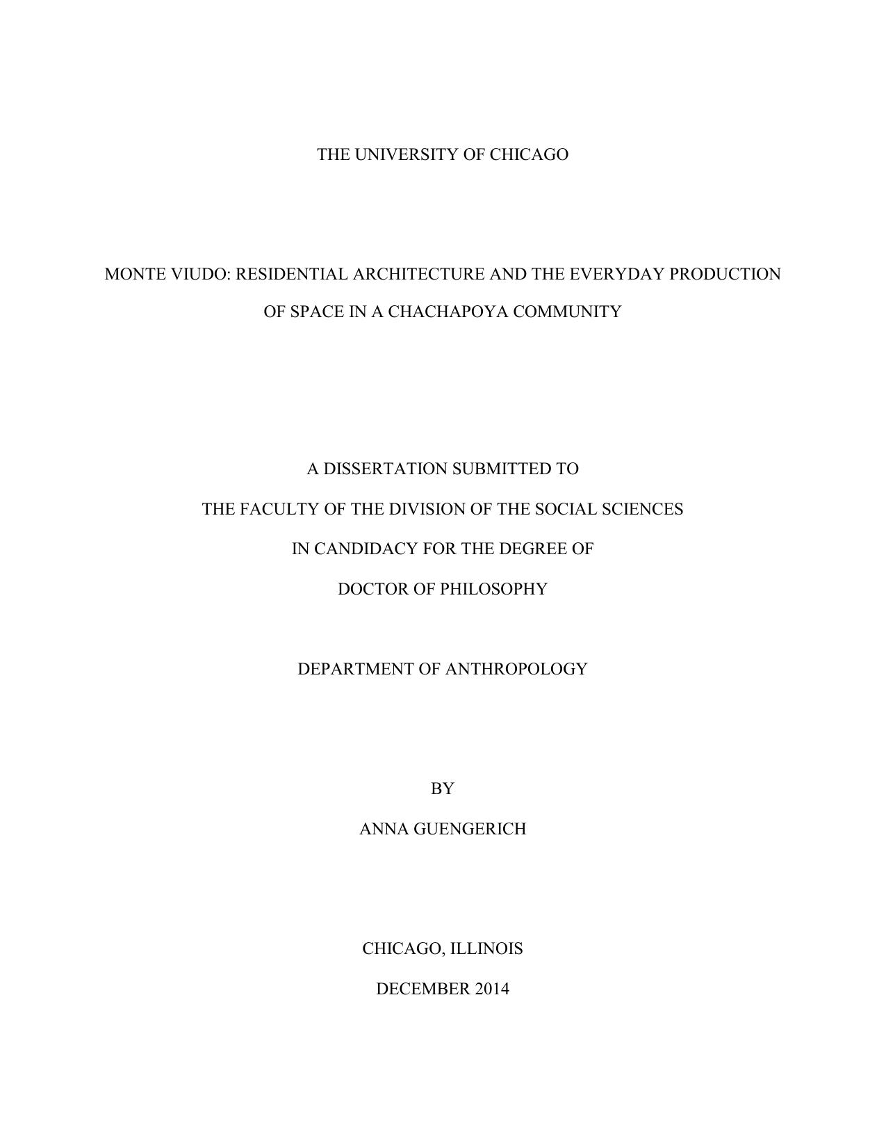 Monte Viudo Residential Architecture and the Everyday Production of Space in a Chachapoya Community by Anna Guengerich