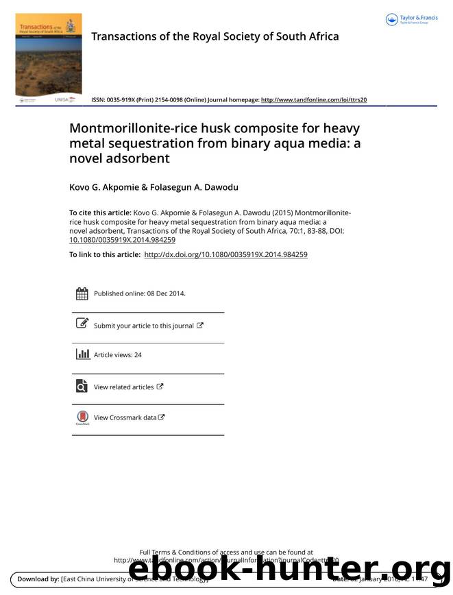 Montmorillonite-rice husk composite for heavy metal sequestration from binary aqua media: a novel adsorbent by Kovo G. Akpomie