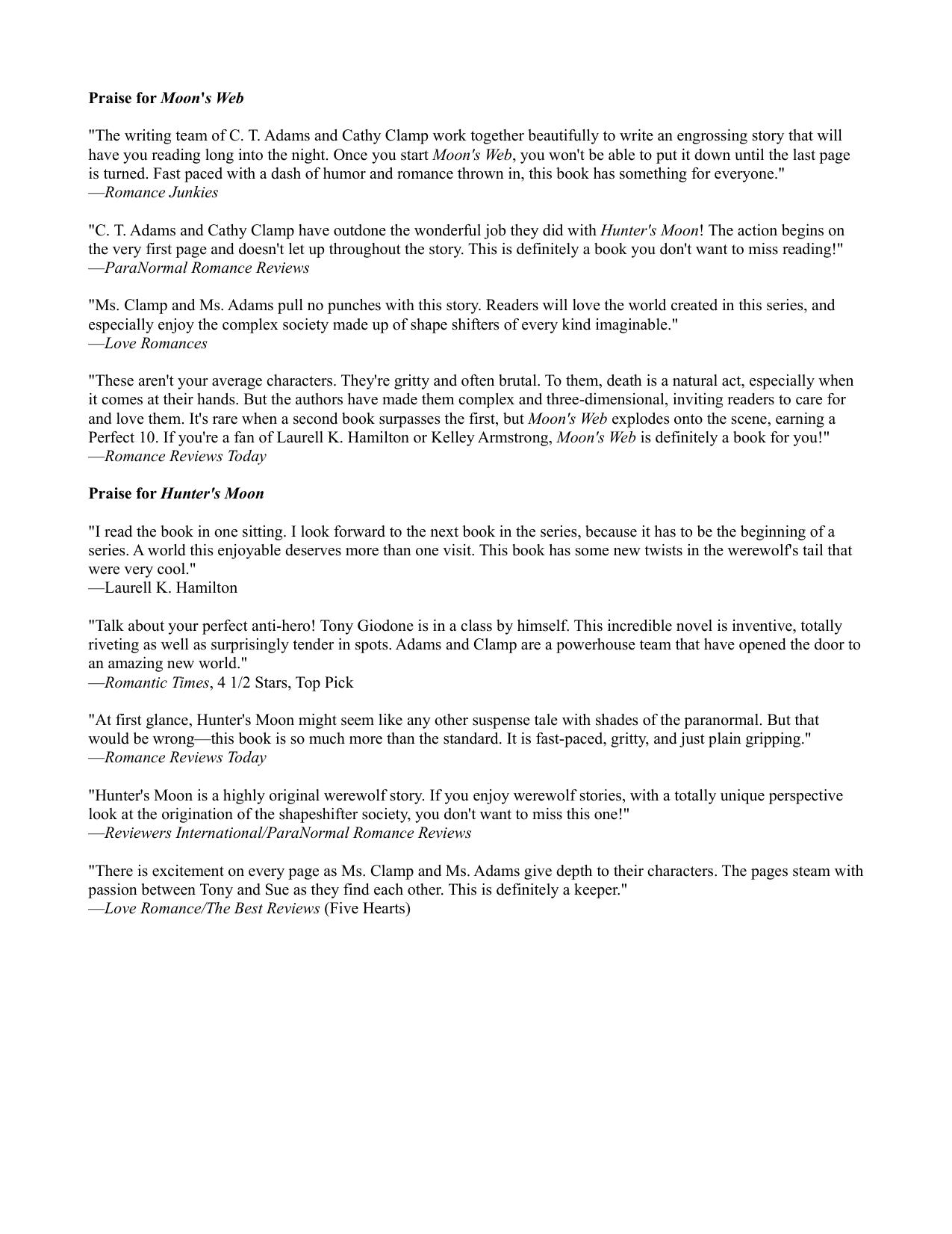 Moon's Web (Tales of the Sazi, Book 2) by C. T. Adams Cathy Clamp