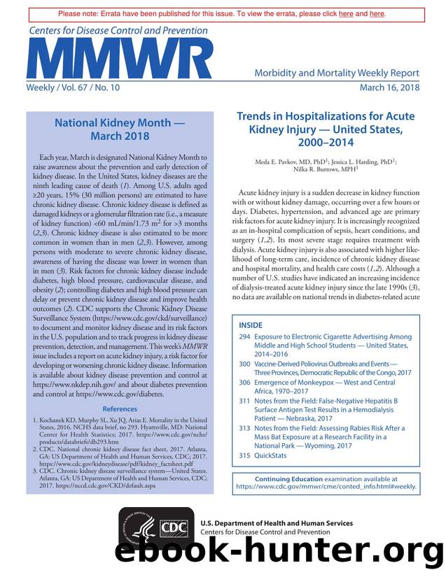 Morbidity and Mortality Weekly Report, Volume 66, Issue Number 10 by Unknown
