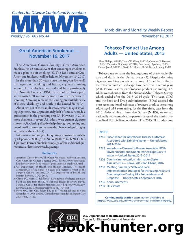 Morbidity and Mortality Weekly Report, Volume 66, Issue Number 44 by Unknown