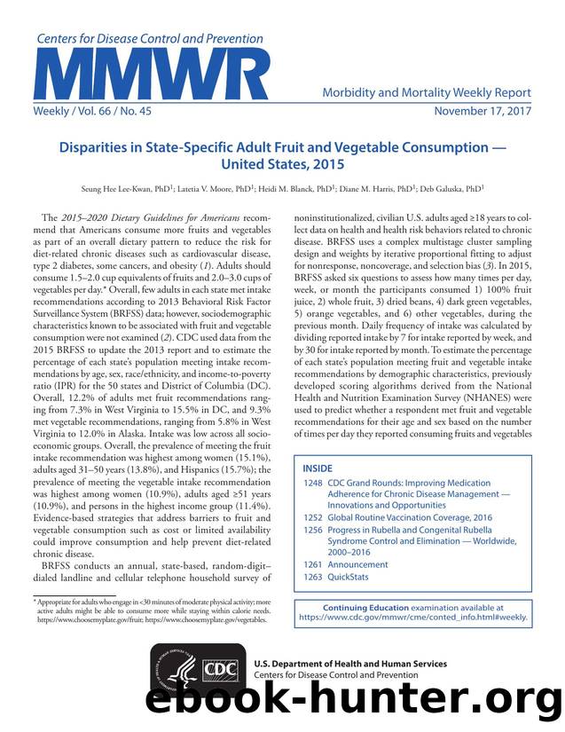 Morbidity and Mortality Weekly Report, Volume 66, Issue Number 45 by Unknown