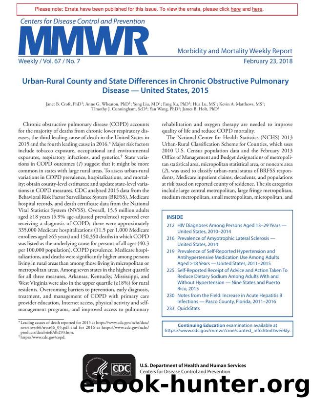 Morbidity and Mortality Weekly Report, Volume 66, Issue Number 7 by Unknown
