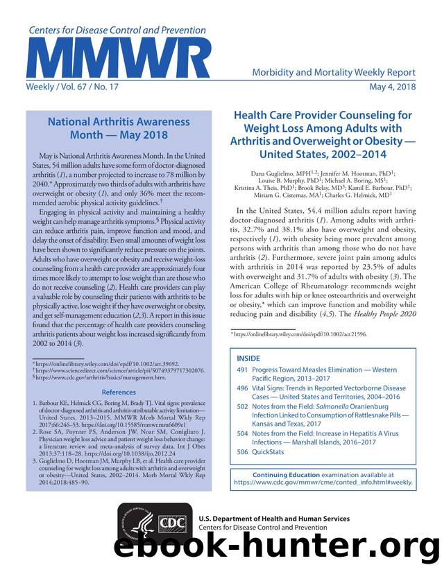 Morbidity and Mortality Weekly Report, Volume 67, Issue Number 17 by Unknown