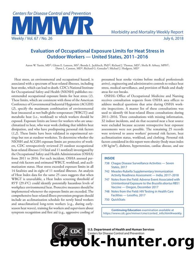 Morbidity and Mortality Weekly Report, Volume 67, Issue Number 26 by Unknown