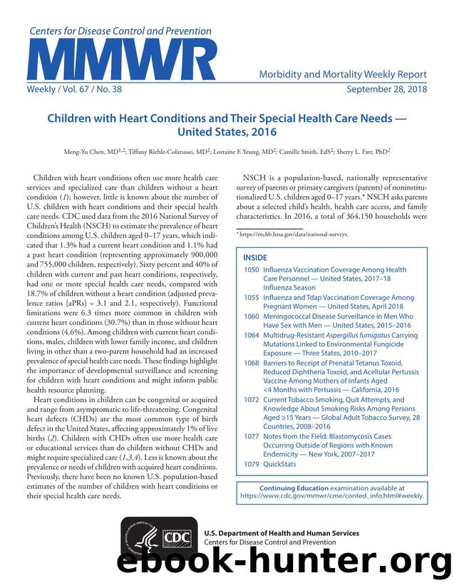 Morbidity and Mortality Weekly Report, Volume 67, Issue Number 38 by Unknown