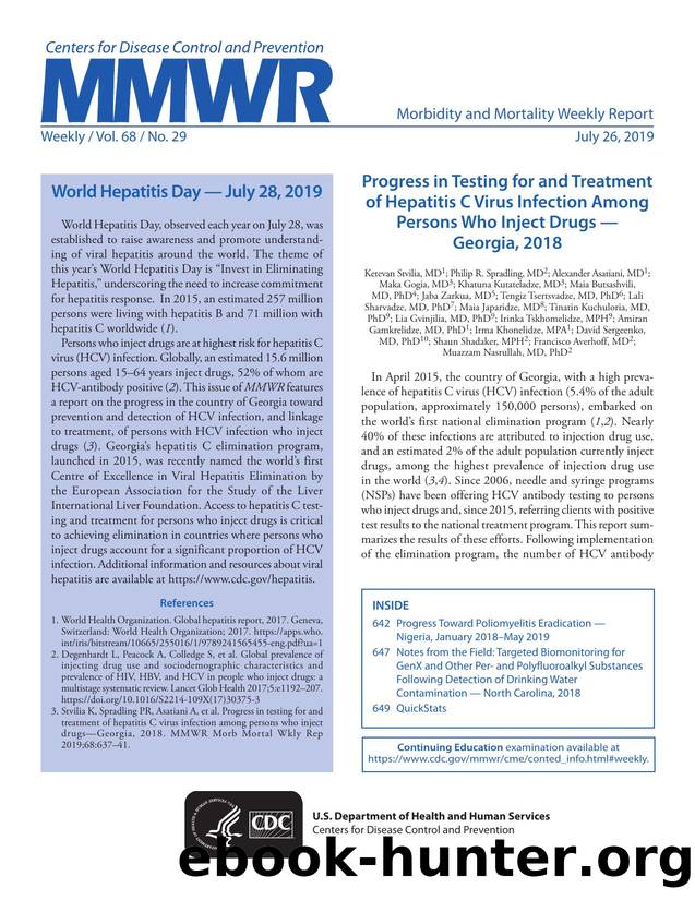 Morbidity and Mortality Weekly Report, Volume 68, Issue Number 29 by Unknown