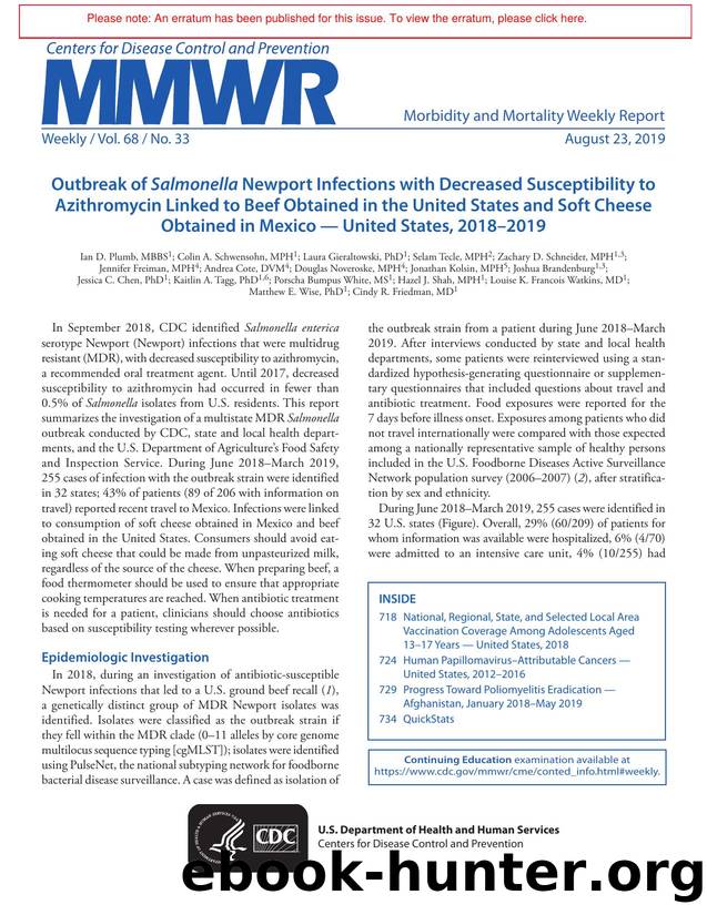 Morbidity and Mortality Weekly Report, Volume 68, Issue Number 33 by Unknown