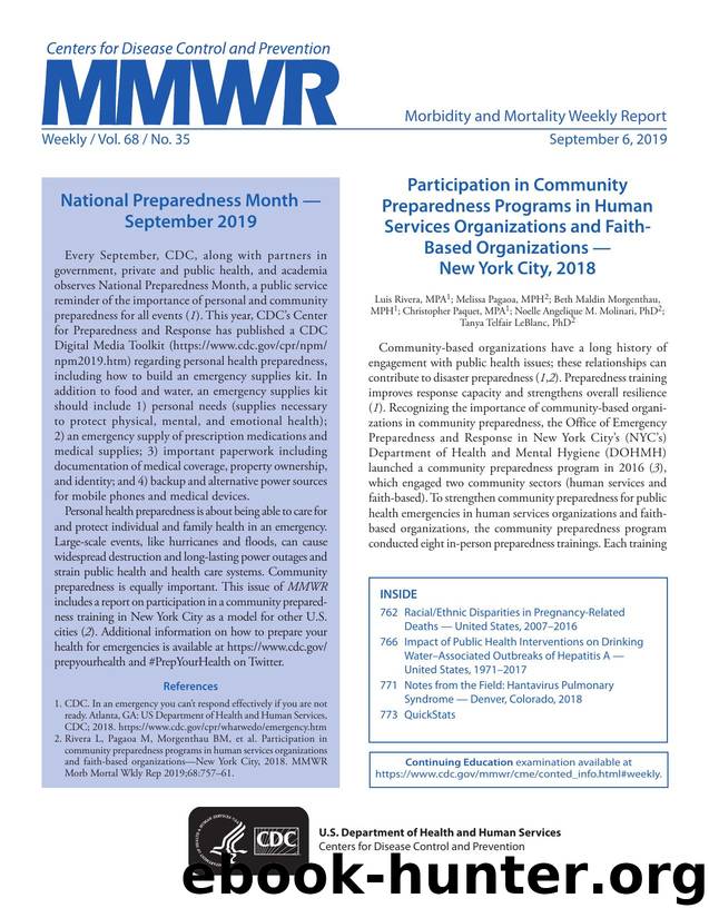 Morbidity and Mortality Weekly Report, Volume 68, Issue Number 35 by Unknown