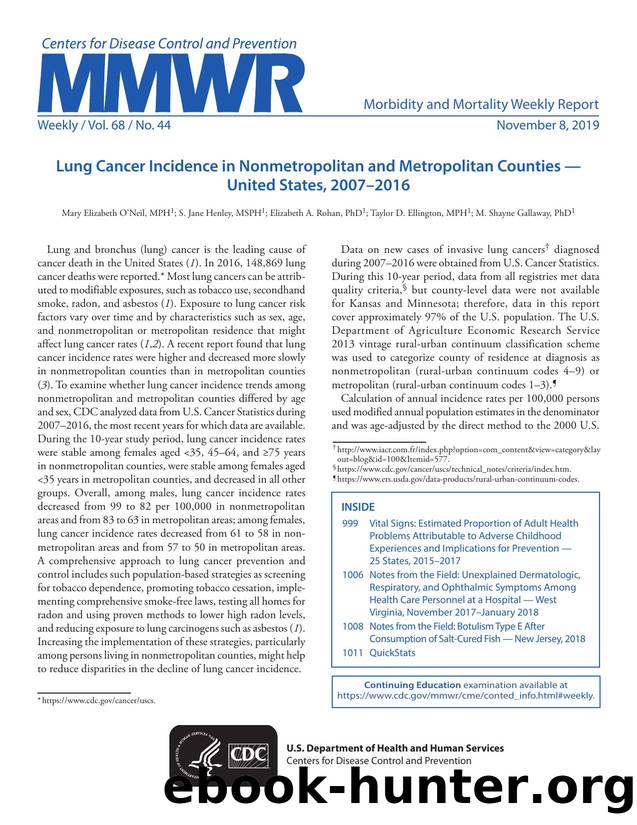 Morbidity and Mortality Weekly Report, Volume 68, Issue Number 44 by Unknown