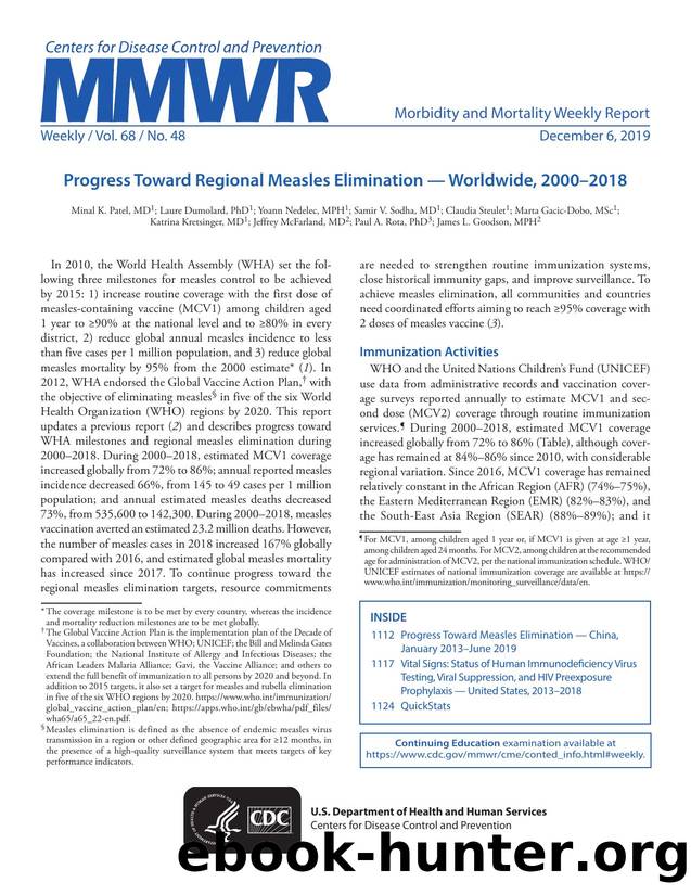 Morbidity and Mortality Weekly Report, Volume 68, Issue Number 48 by Unknown