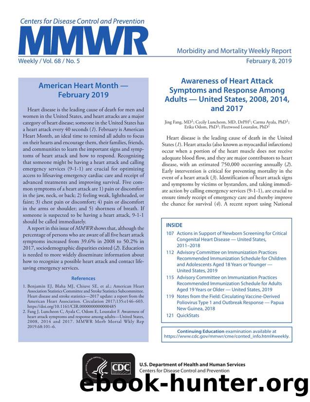 Morbidity and Mortality Weekly Report, Volume 68, Issue Number 5 by Unknown