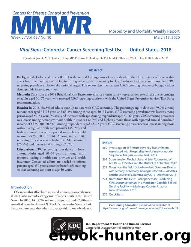 Morbidity and Mortality Weekly Report, Volume 69, Issue Number 10 by Unknown