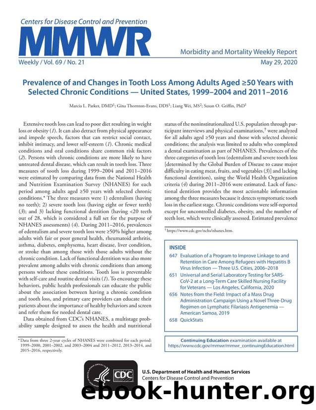 Morbidity and Mortality Weekly Report, Volume 69, Issue Number 21 by Unknown