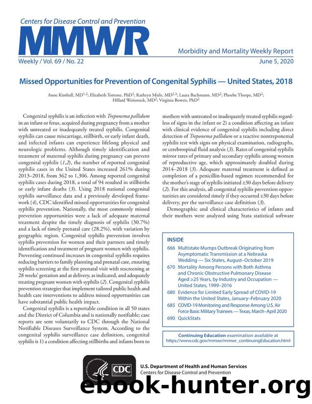 Morbidity and Mortality Weekly Report, Volume 69, Issue Number 22 by Unknown