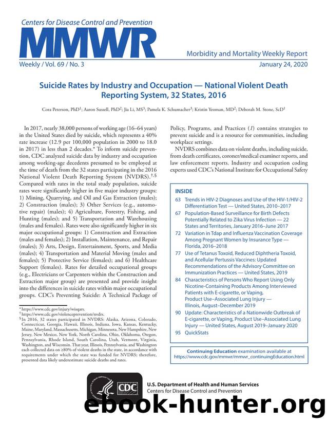 Morbidity and Mortality Weekly Report, Volume 69, Issue Number 3 by Unknown