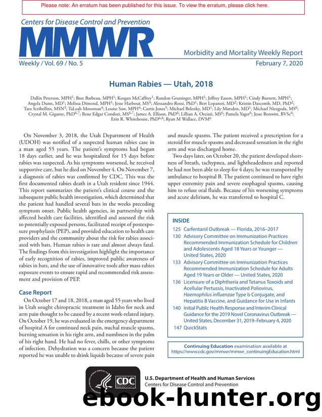 Morbidity and Mortality Weekly Report, Volume 69, Issue Number 5 by Unknown