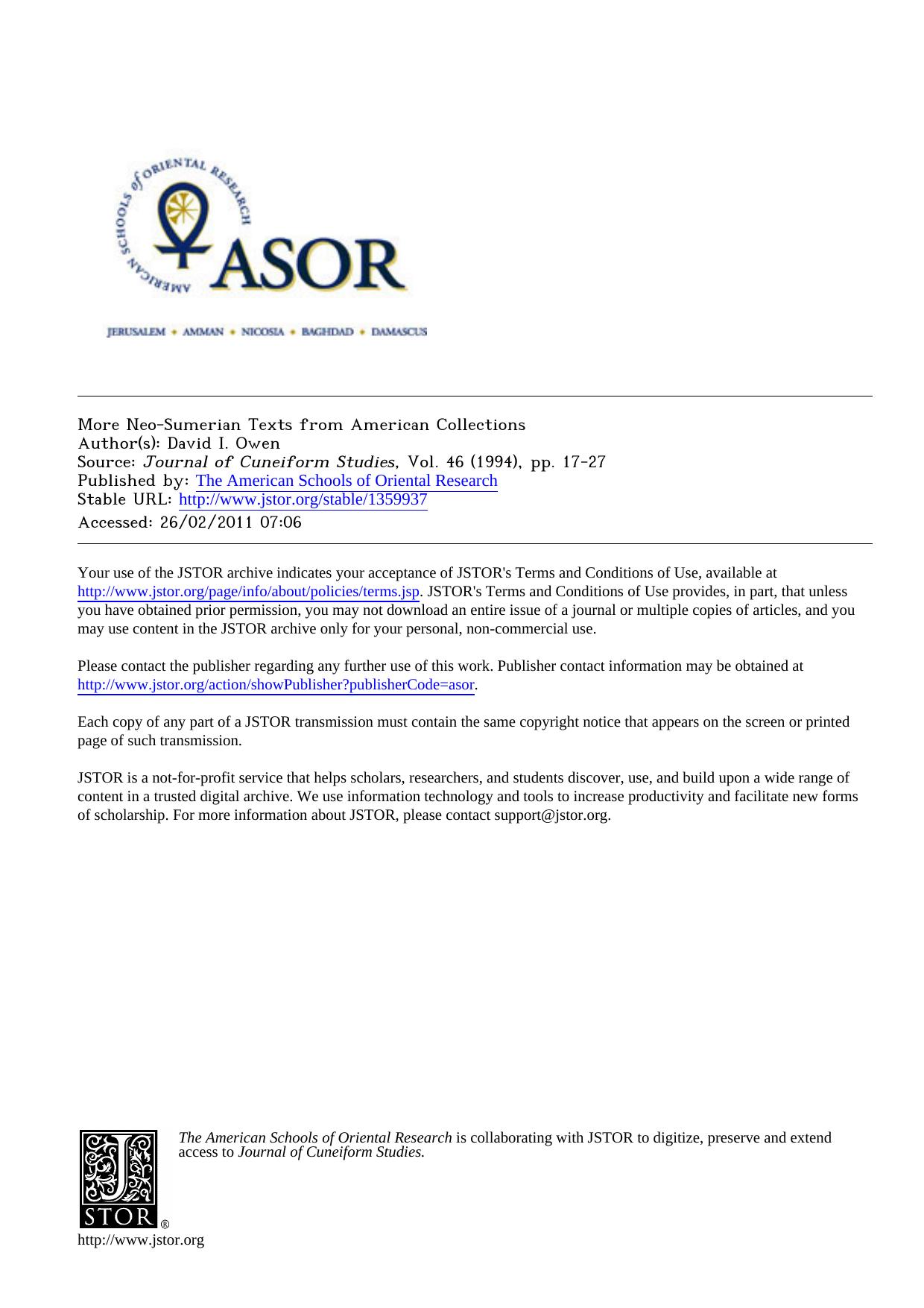 More Neo-Sumerian Texts from American Collections by Unknown