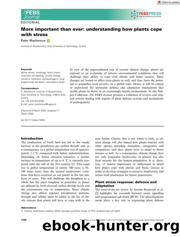 More important than ever: understanding how plants cope with stress by Unknown