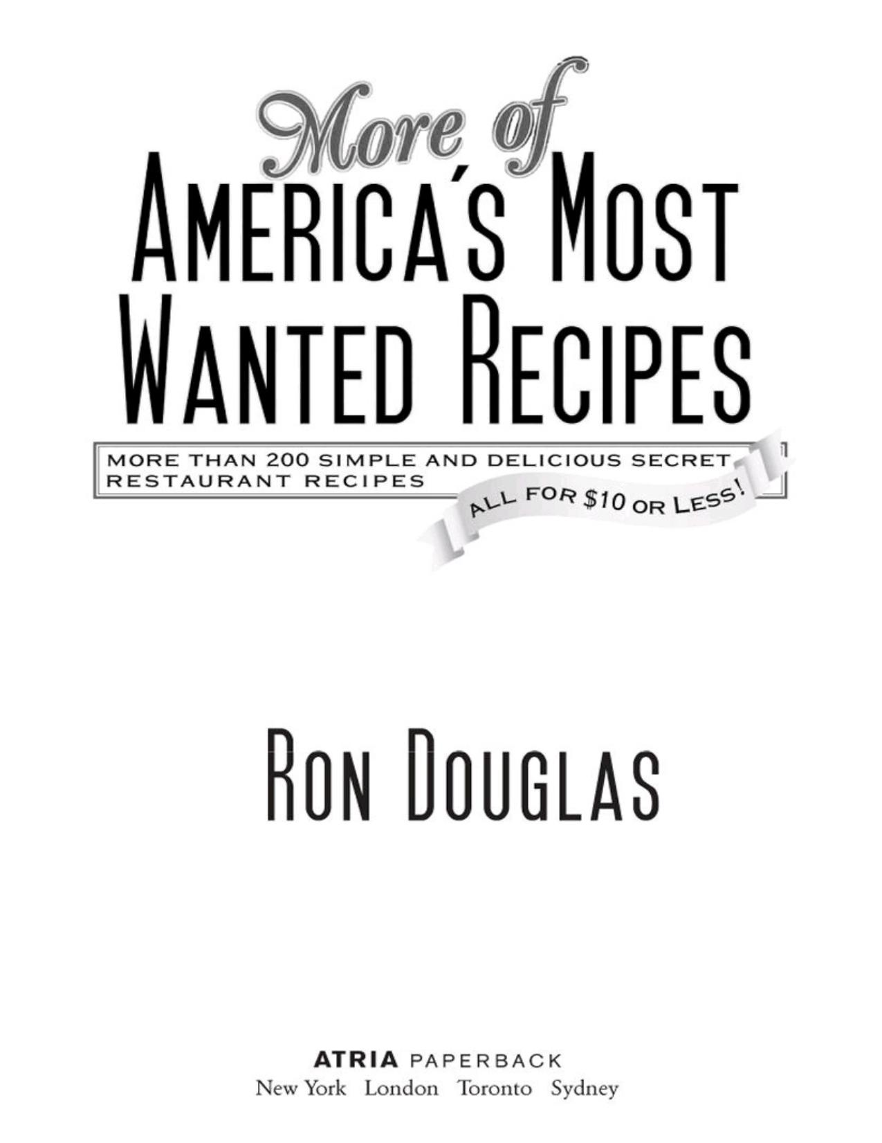 More of America's Most Wanted Recipes by Ron Douglas