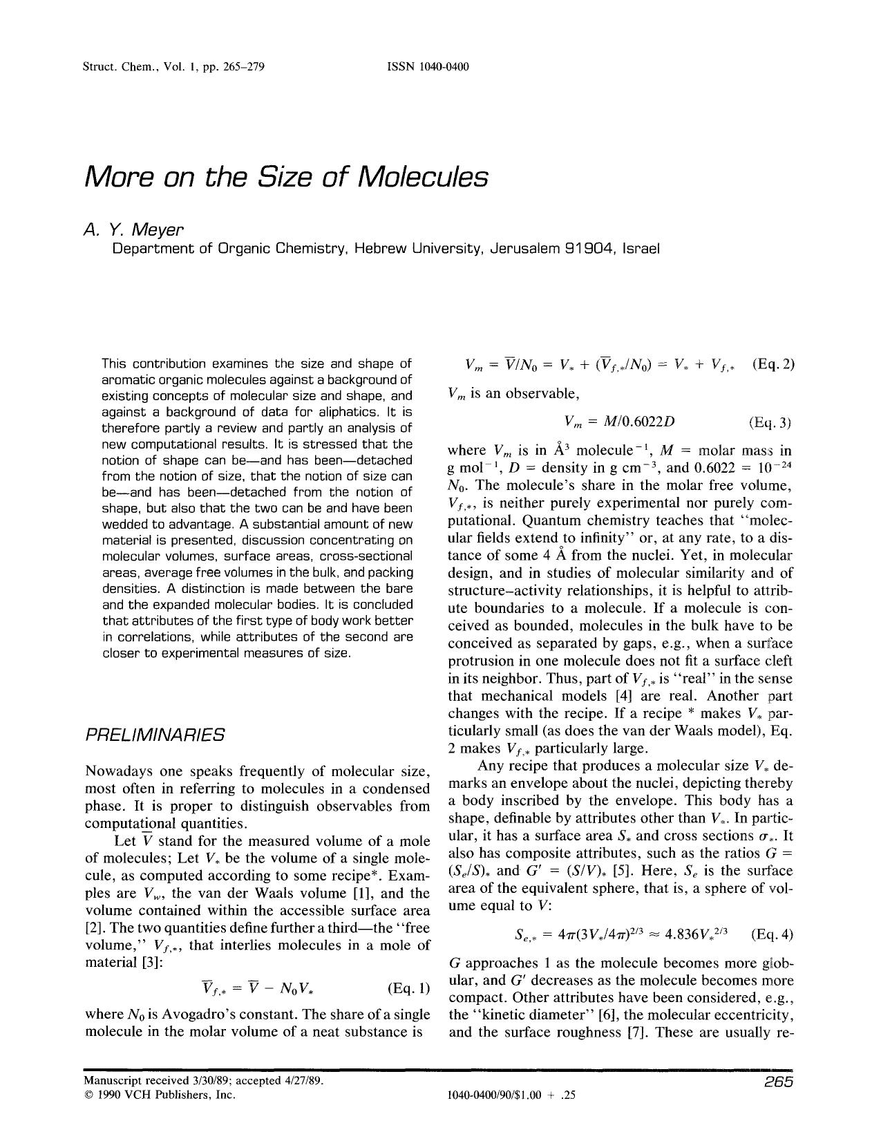 More on the size of molecules by Unknown