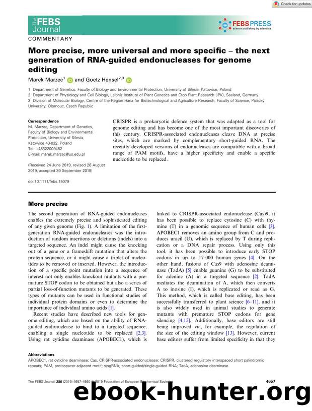More precise, more universal and more specific â the next generation of RNAâguided endonucleases for genome editing by Unknown
