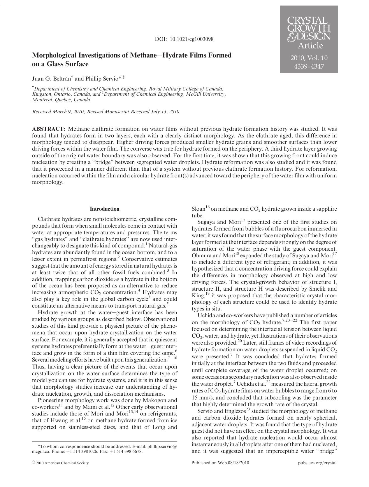 Morphological Investigations of MethaneHydrate Films Formed on a Glass Surface by Unknown