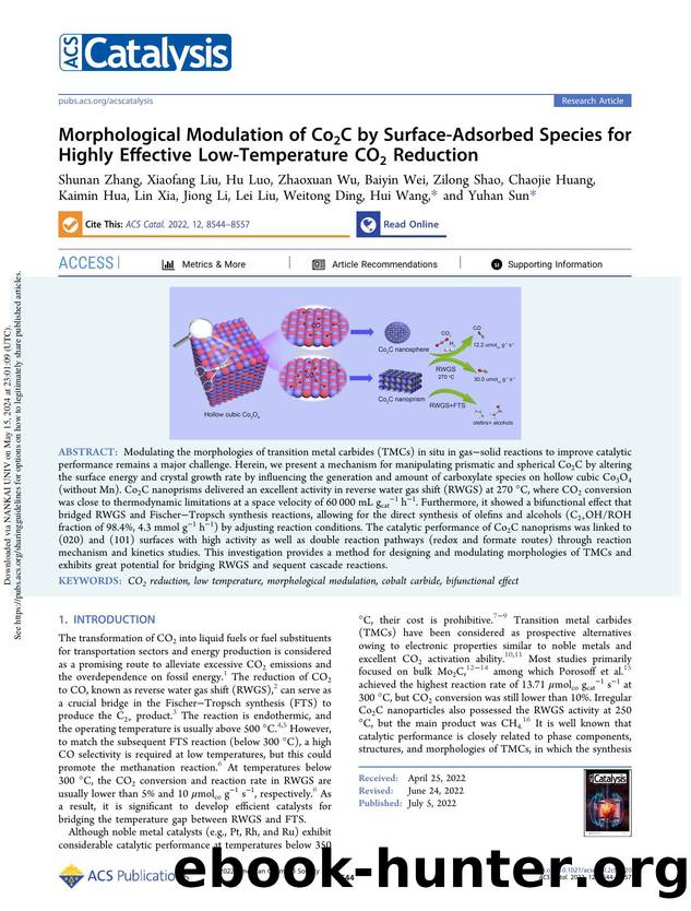 Morphological Modulation of Co2C by Surface-Adsorbed Species for Highly Effective Low-Temperature CO2 Reduction by unknow