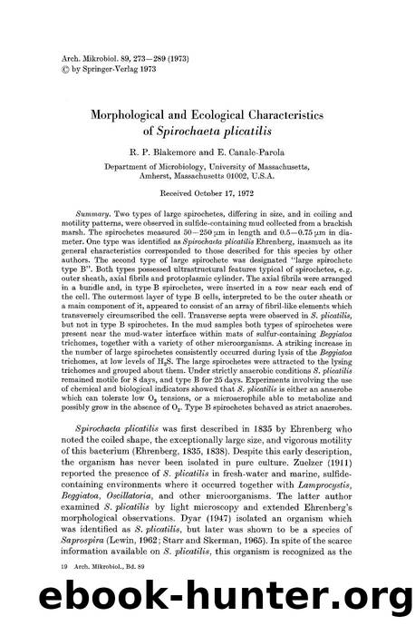 Morphological and ecological characteristics of <Emphasis Type="Italic">Spirochaeta plicatilis<Emphasis> by Unknown