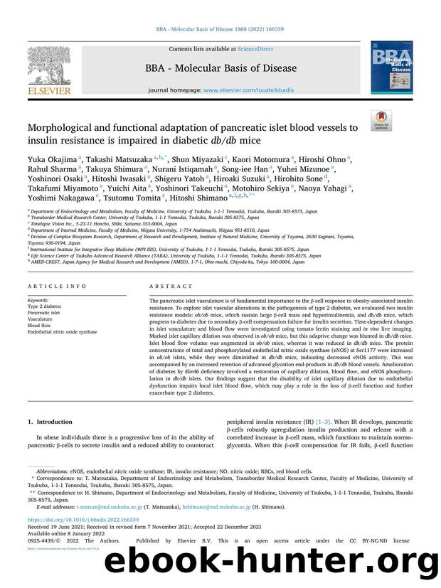 Morphological and functional adaptation of pancreatic islet blood vessels to insulin resistance is impaired in diabetic db  db mice by unknow