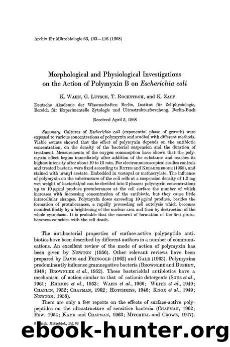 Morphological and physiological investigations on the action of polymyxin B on <Emphasis Type="Italic">Escherichia coli<Emphasis> by Unknown